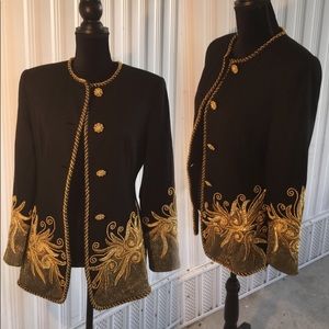 Outrageous blk wool jacket w/ gold embellishments